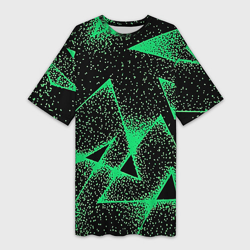 Женская длинная футболка A light green triangle with dots / 3D-принт – фото 1
