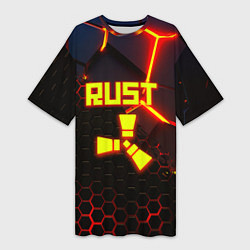 Женская длинная футболка Rust hexagon краски