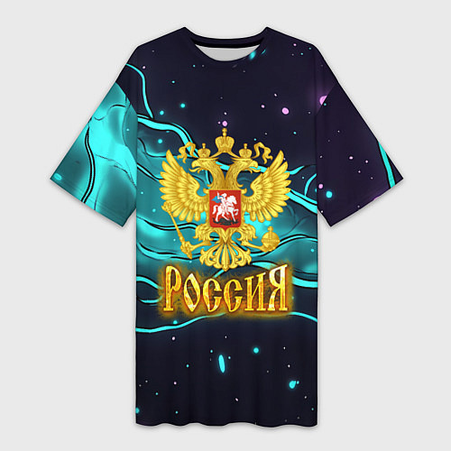 Женская длинная футболка Россия - березовая абстракция / 3D-принт – фото 1