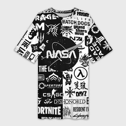 Женская длинная футболка Nasa логотипы игр / 3D-принт – фото 1