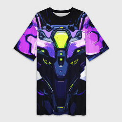 Женская длинная футболка Cyberpunk purple armor