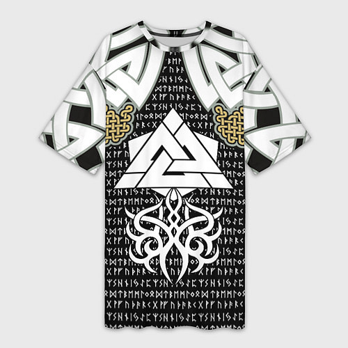 Женская длинная футболка Узор рун и символов / 3D-принт – фото 1