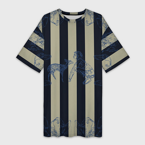 Женская длинная футболка Чёрные полосы / 3D-принт – фото 1