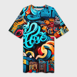 Женская длинная футболка Abstract graffiti - ai art