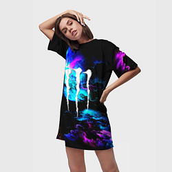 Футболка женская длинная Monster energy космическая абстракция, цвет: 3D-принт — фото 2