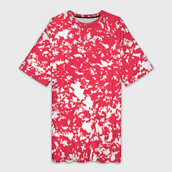 Футболка женская длинная Розовый пятнистый, цвет: 3D-принт