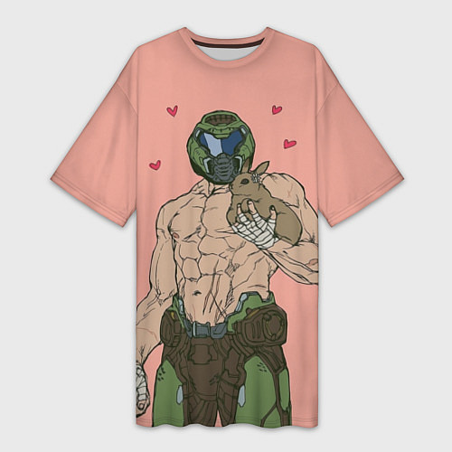 Женская длинная футболка Палач рока с кроликом / 3D-принт – фото 1