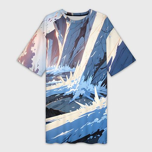 Женская длинная футболка Энергия льда / 3D-принт – фото 1