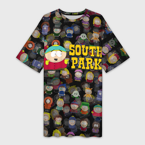 Женская длинная футболка Южный парк лого и Картман / 3D-принт – фото 1