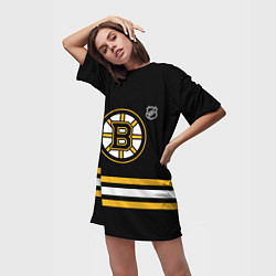 Футболка женская длинная Бостон Брюинз хоккей, цвет: 3D-принт — фото 2