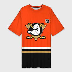 Футболка женская длинная Анахайм Дакс хоккей, цвет: 3D-принт