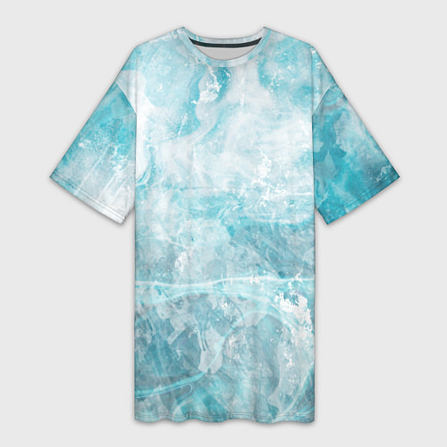 Женская длинная футболка Абстракция - light blue sea foam / 3D-принт – фото 1
