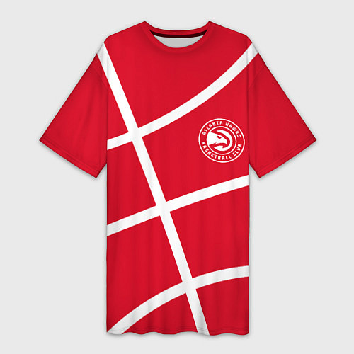 Женская длинная футболка Atlanta Hawks NBA team / 3D-принт – фото 1