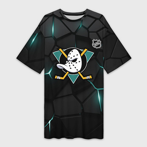 Женская длинная футболка Анахайм Дакс - плиты с подсветкой / 3D-принт – фото 1