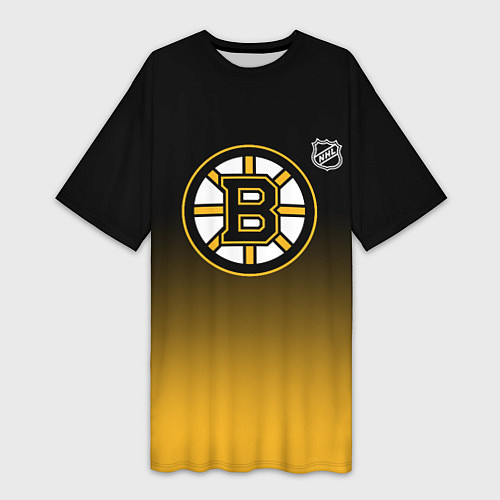 Женская длинная футболка Бостон Брюинз - градиент / 3D-принт – фото 1