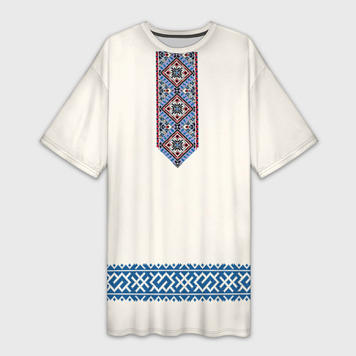 Женская длинная футболка Обережник - вышиванка / 3D-принт – фото 1