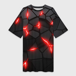 Женская длинная футболка Красная неоновая броня