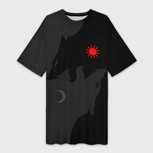 Женская длинная футболка Хати и Сколь / 3D-принт – фото 1