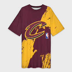 Футболка женская длинная Cleveland Cavaliers NBA team, цвет: 3D-принт