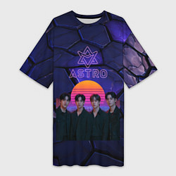 Футболка женская длинная Astro retro style, цвет: 3D-принт