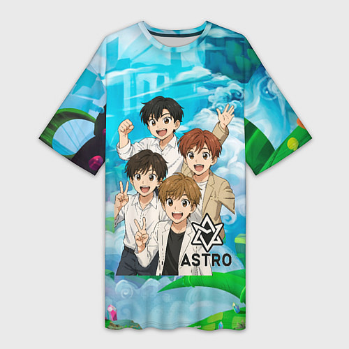 Женская длинная футболка Astro в аниме стиле / 3D-принт – фото 1