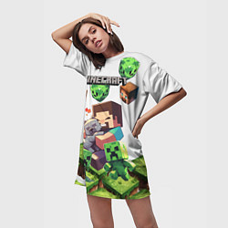 Футболка женская длинная World of minecraft, цвет: 3D-принт — фото 2