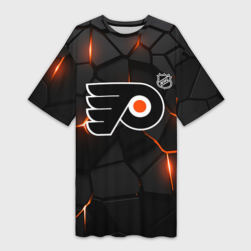 Женская длинная футболка Филадельфия Флайерз - НХЛ хоккей / 3D-принт – фото 1