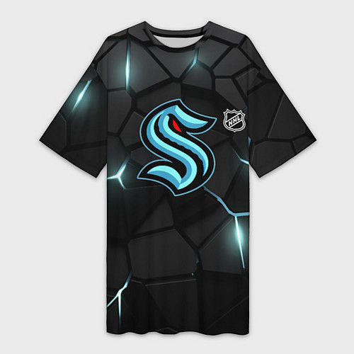 Женская длинная футболка Сиэтл Кракен - НХЛ хоккей / 3D-принт – фото 1