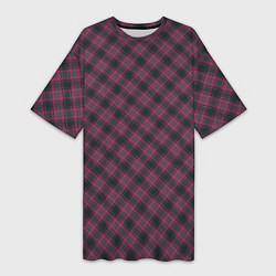 Футболка женская длинная Tartan, цвет: 3D-принт