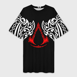 Женская длинная футболка Силуэт ворона - Aссасинс Крид