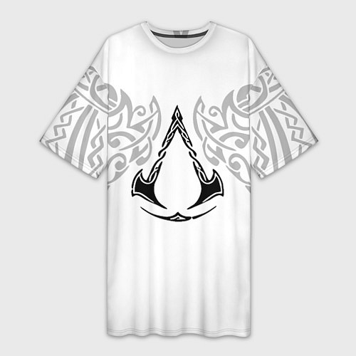 Женская длинная футболка Ассасин Крид - узор ворон / 3D-принт – фото 1