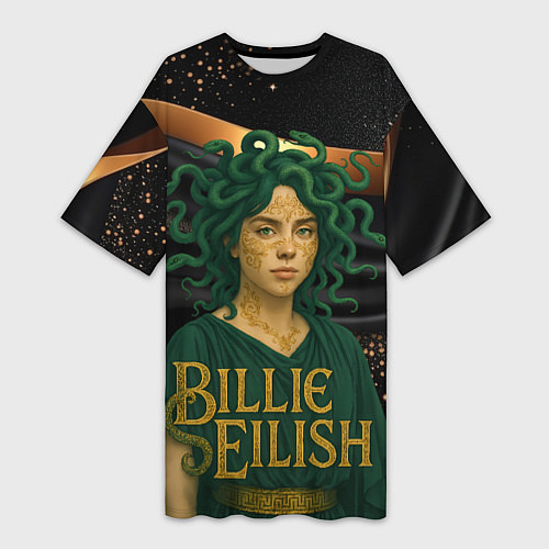 Женская длинная футболка Билли Айлиш в образе Гаргоны / 3D-принт – фото 1