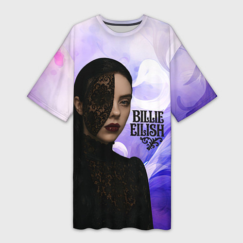 Женская длинная футболка Готический стиль Билли Айлиш / 3D-принт – фото 1