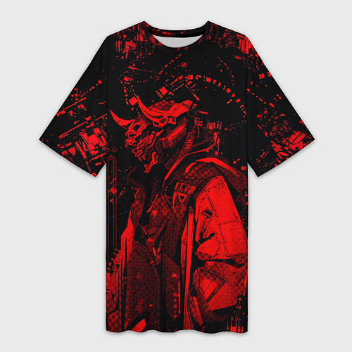 Женская длинная футболка Кибернетический Они / 3D-принт – фото 1