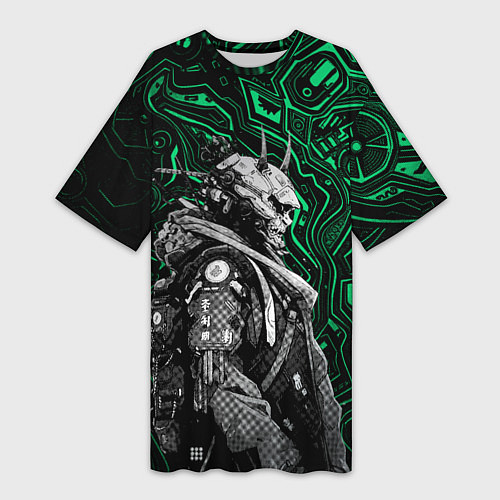 Женская длинная футболка Японский кибернетический Они / 3D-принт – фото 1