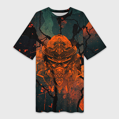 Женская длинная футболка Шлем кибернетического самурая / 3D-принт – фото 1