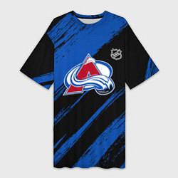 Футболка женская длинная Колорадо Эвеланш - синий и черный, цвет: 3D-принт