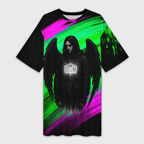 Женская длинная футболка Bones падший ангел / 3D-принт – фото 1