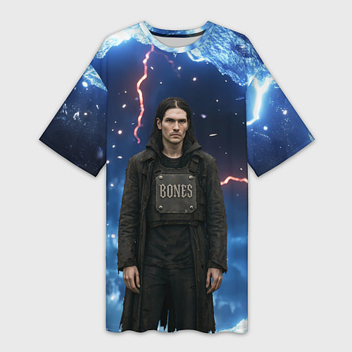 Женская длинная футболка Bones в именном бронежилете / 3D-принт – фото 1