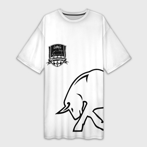 Женская длинная футболка ФК Краснодар - бык / 3D-принт – фото 1