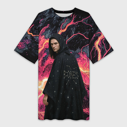 Женская длинная футболка Bones в мантии со звездами / 3D-принт – фото 1