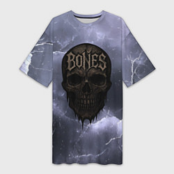 Женская длинная футболка Bones череп