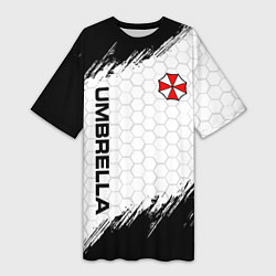 Футболка женская длинная Амбрелла - белые соты, цвет: 3D-принт