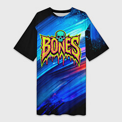 Женская длинная футболка Bones лого из краски