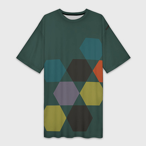 Женская длинная футболка Кластер зеленая ночь / 3D-принт – фото 1