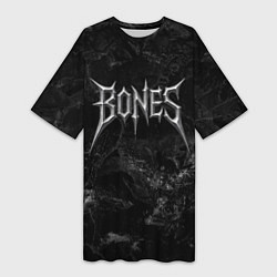 Футболка женская длинная Bones лого из металла, цвет: 3D-принт