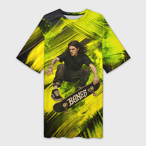 Женская длинная футболка Bones скейтер / 3D-принт – фото 1