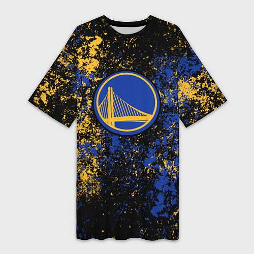 Женская длинная футболка Голден Стэйт Уорриорз - цветовой хаос / 3D-принт – фото 1