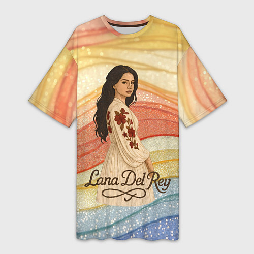 Женская длинная футболка Lana Del Rey в платье с цветами / 3D-принт – фото 1