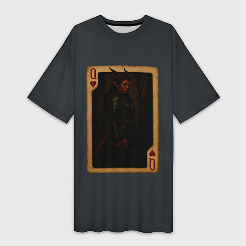 Женская длинная футболка Каллиста: дама червей / 3D-принт – фото 1